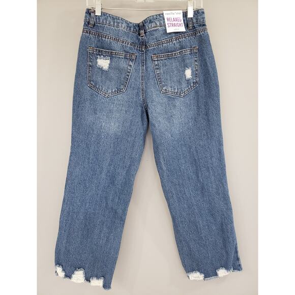 NEW Vanilla Star Distressed Loose Straight Relaxed CROPPED Jeans 90s Style 29/9‎ - Picture 4 of 6